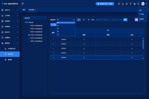 能源管理系統數據統計功能！